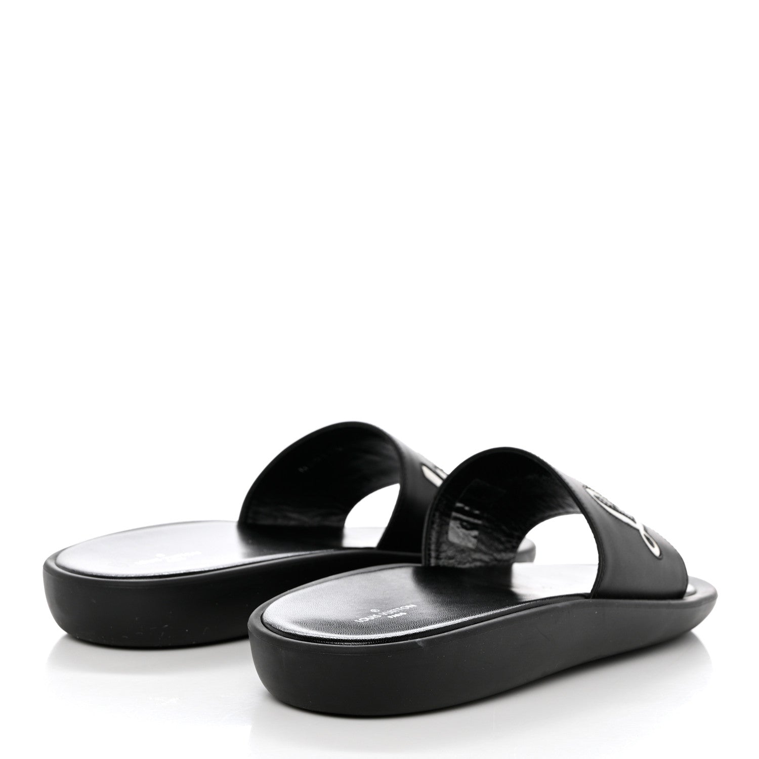 Louis Vuitton Calfskin Logo Sunbath Slide Sandals 38 Black 2 of 8