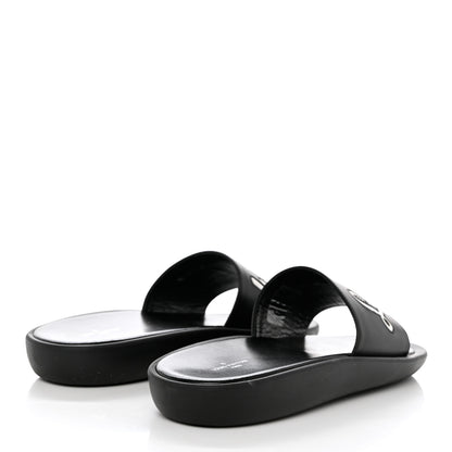 Louis Vuitton Calfskin Logo Sunbath Slide Sandals 38 Black 2 of 8