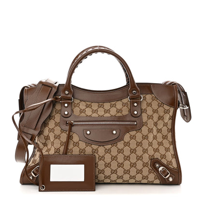 Balenciaga X GUCCI GG Monogram Azalea Calfskin Neo Classic Silver Hardware Medium City Beige Ebony Brown Sugar 1 of 14