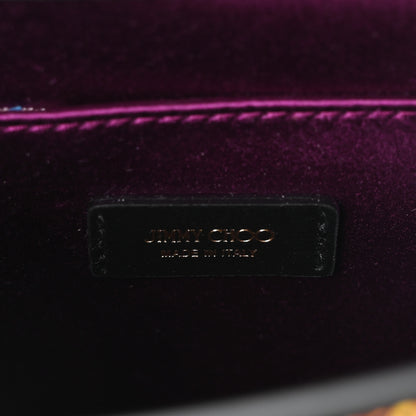 Jimmy Choo Suede Crystal Varenne Chain Shoulder Bag Black Ultraviolet 6 of 10