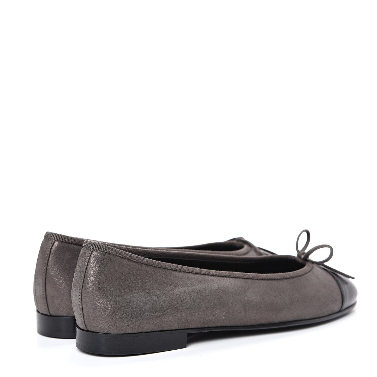 Metallic Lambskin Cap Toe CC Ballerina Flats 37 Brown Black