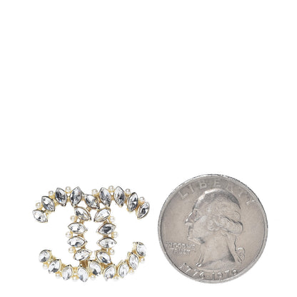Chanel Crystal Pearl CC Earrings Gold 2 of 5