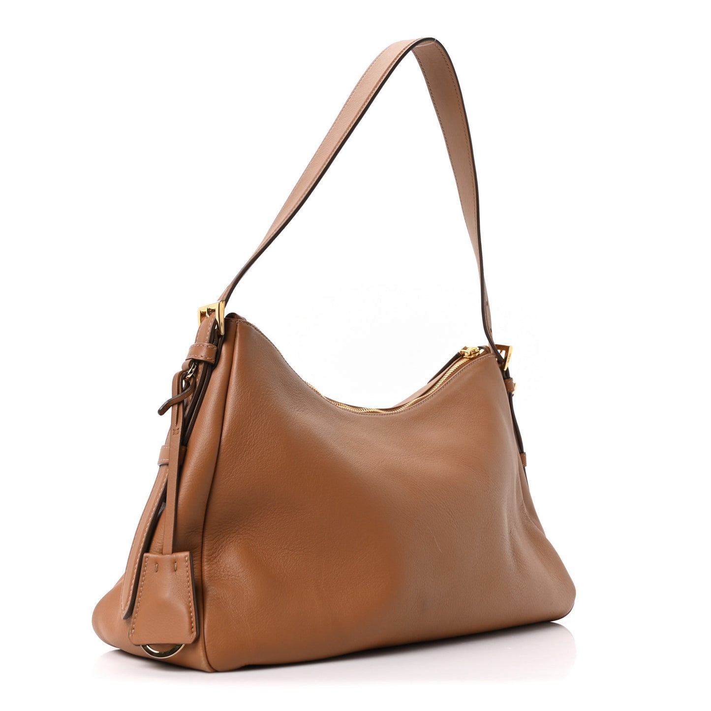 Soft Calfskin Large Aimee Shoulder Bag Caramel