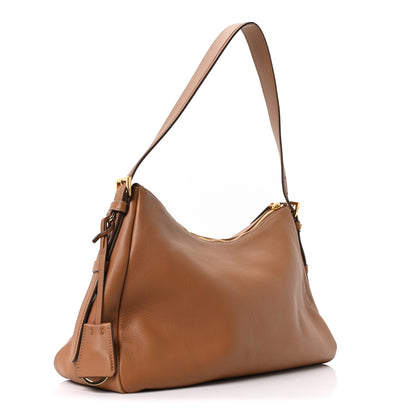 Prada Soft Calfskin Large Aimee Shoulder Bag Caramel 3 of 9