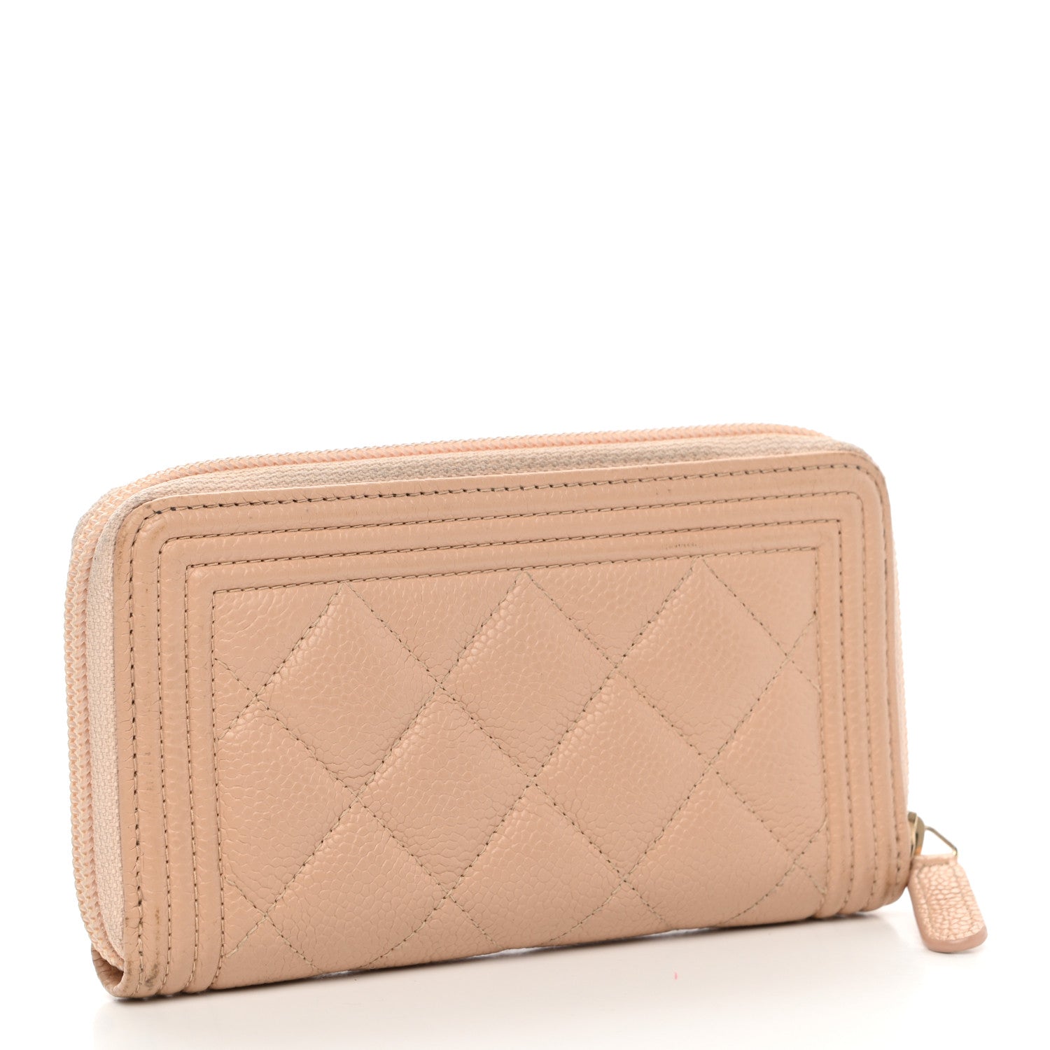 Chanel Caviar Quilted Small Boy Zip Around Wallet Beige 3 of 11