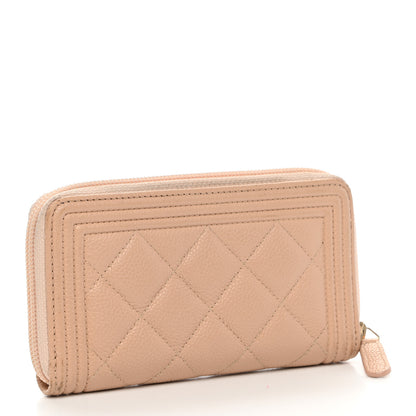 Chanel Caviar Quilted Small Boy Zip Around Wallet Beige 3 of 11