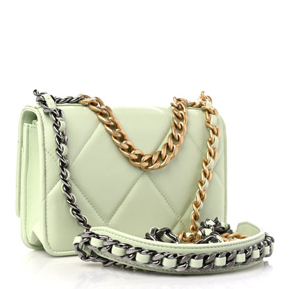 Chanel Lambskin Quilted Chanel 19 Wallet On Chain WOC Light Green 3 of 15