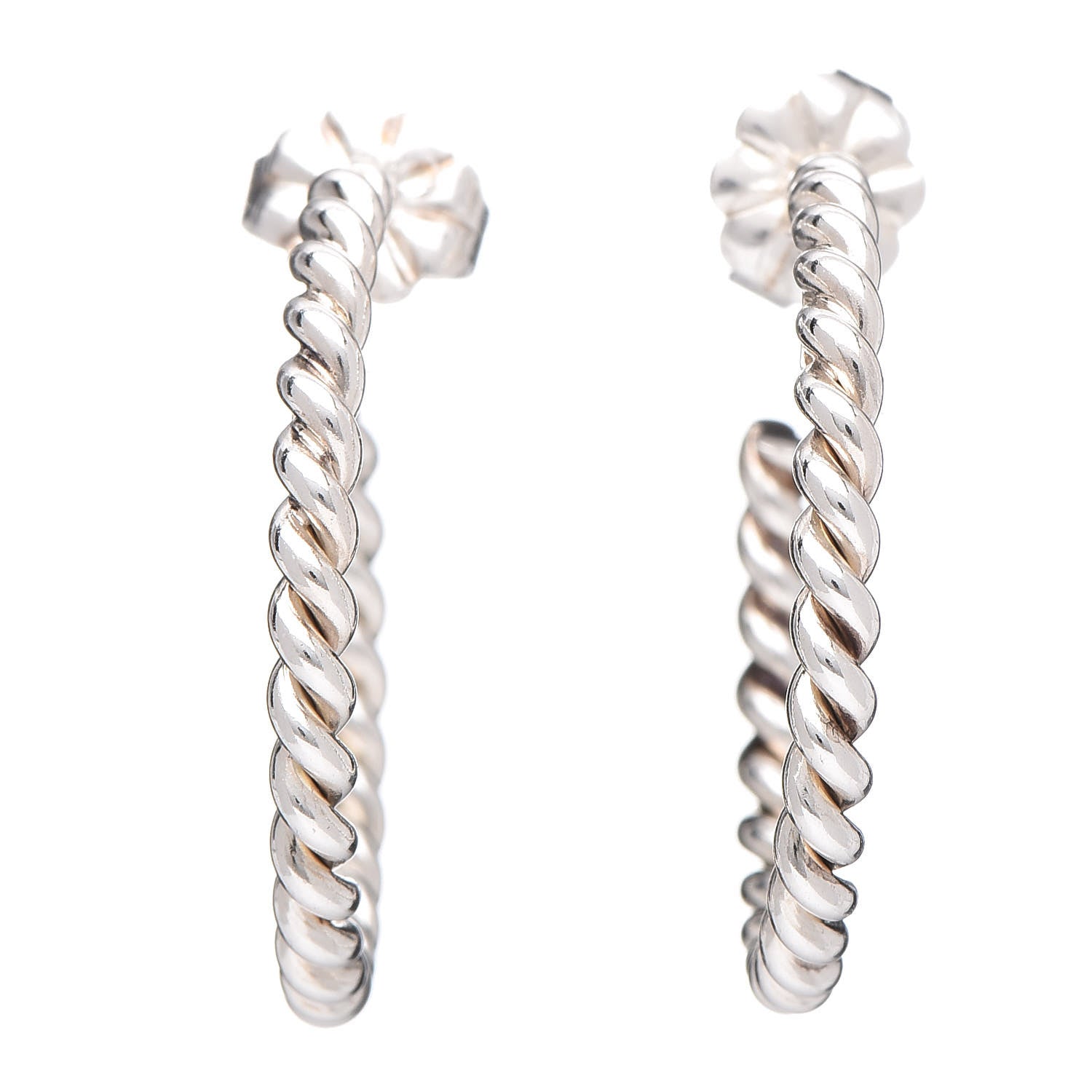 Tiffany Sterling Silver Twist Hoop Earrings 1 of 4