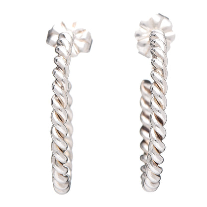 Tiffany Sterling Silver Twist Hoop Earrings 1 of 4