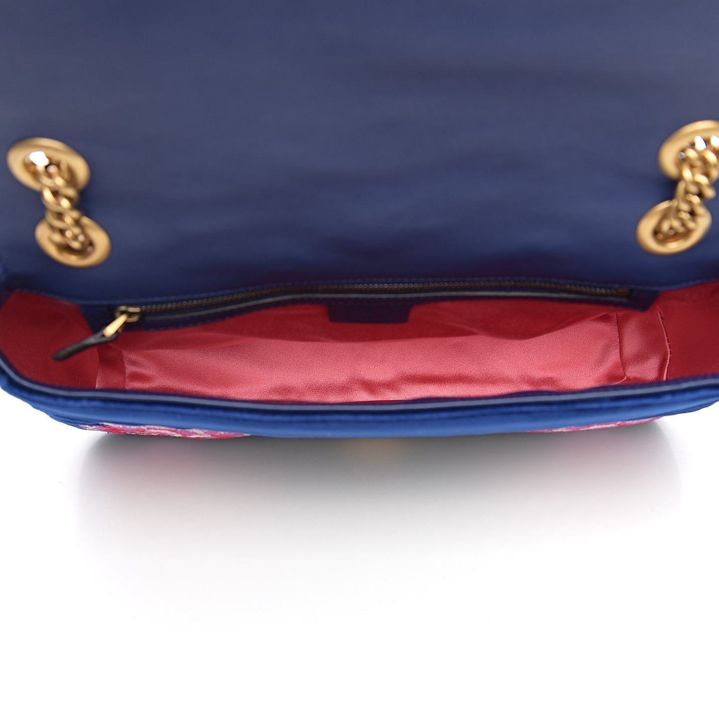 Velvet Matelasse Modern Embroidered Medium GG Marmont Shoulder Bag Cobalt