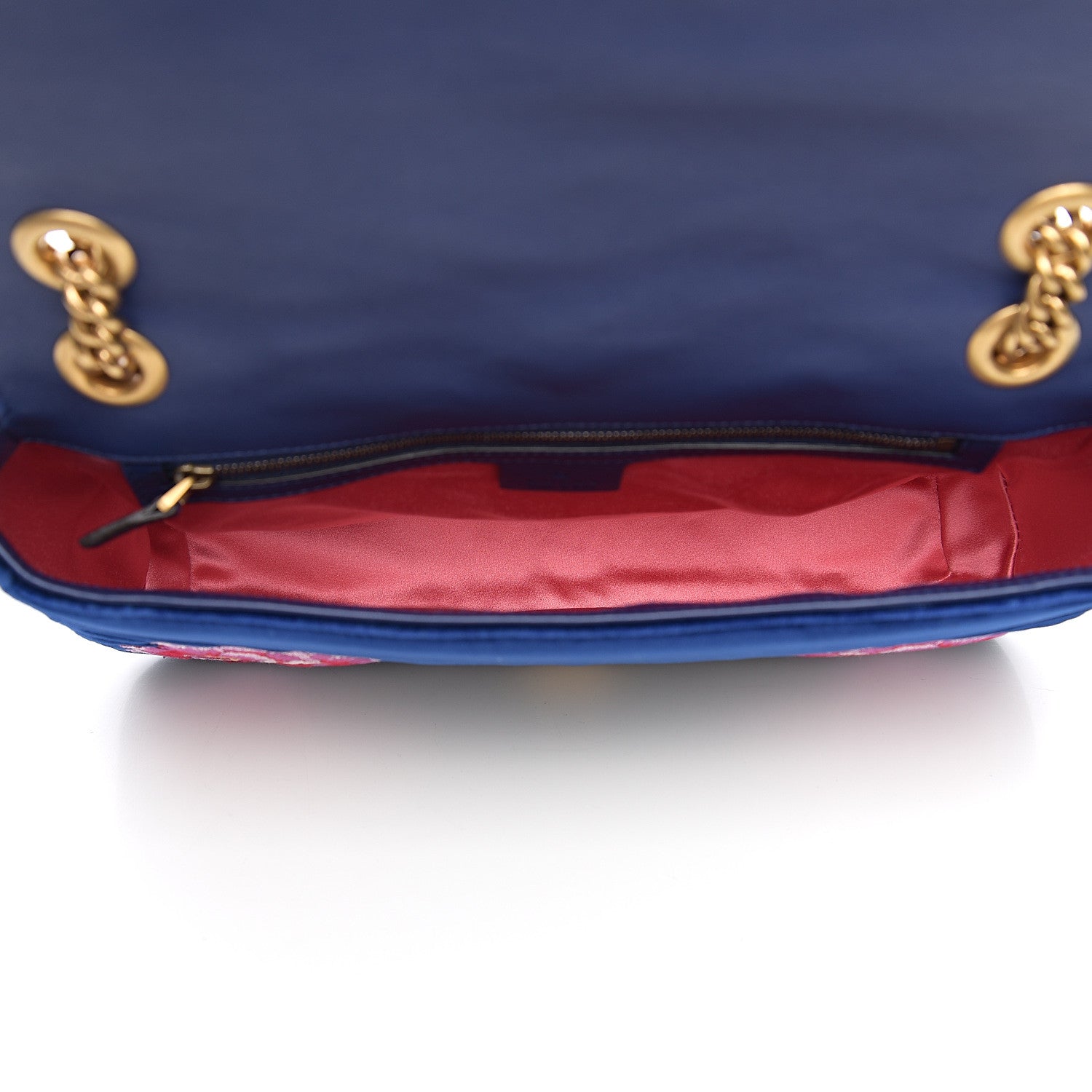 Gucci Velvet Matelasse Modern Embroidered Medium GG Marmont Shoulder Bag Cobalt 4 of 9