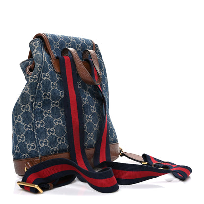 Gucci New Denim GG Monogram Retro Interlocking G Buckle Backpack Blue Tea Cuir 3 of 10