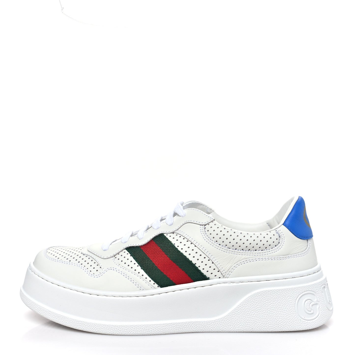 Calfskin Web Perforated Womens Platform 55mm Sneakers 41 White Bright Splash