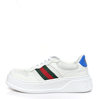 Gucci Calfskin Web Perforated Womens Platform 55mm Sneakers 41 White Bright Splash 1 of 10