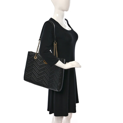 Gucci Vintage Calfskin Matelasse Medium GG Marmont Slim Tote Black 2 of 9