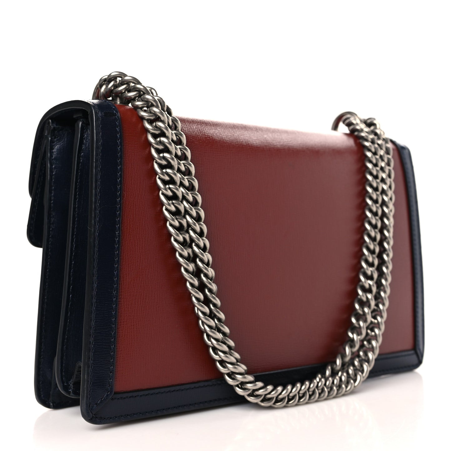 Azalea Calfskin Enamel Small Dionysus Shoulder Bag Brick Sand Navy Off White