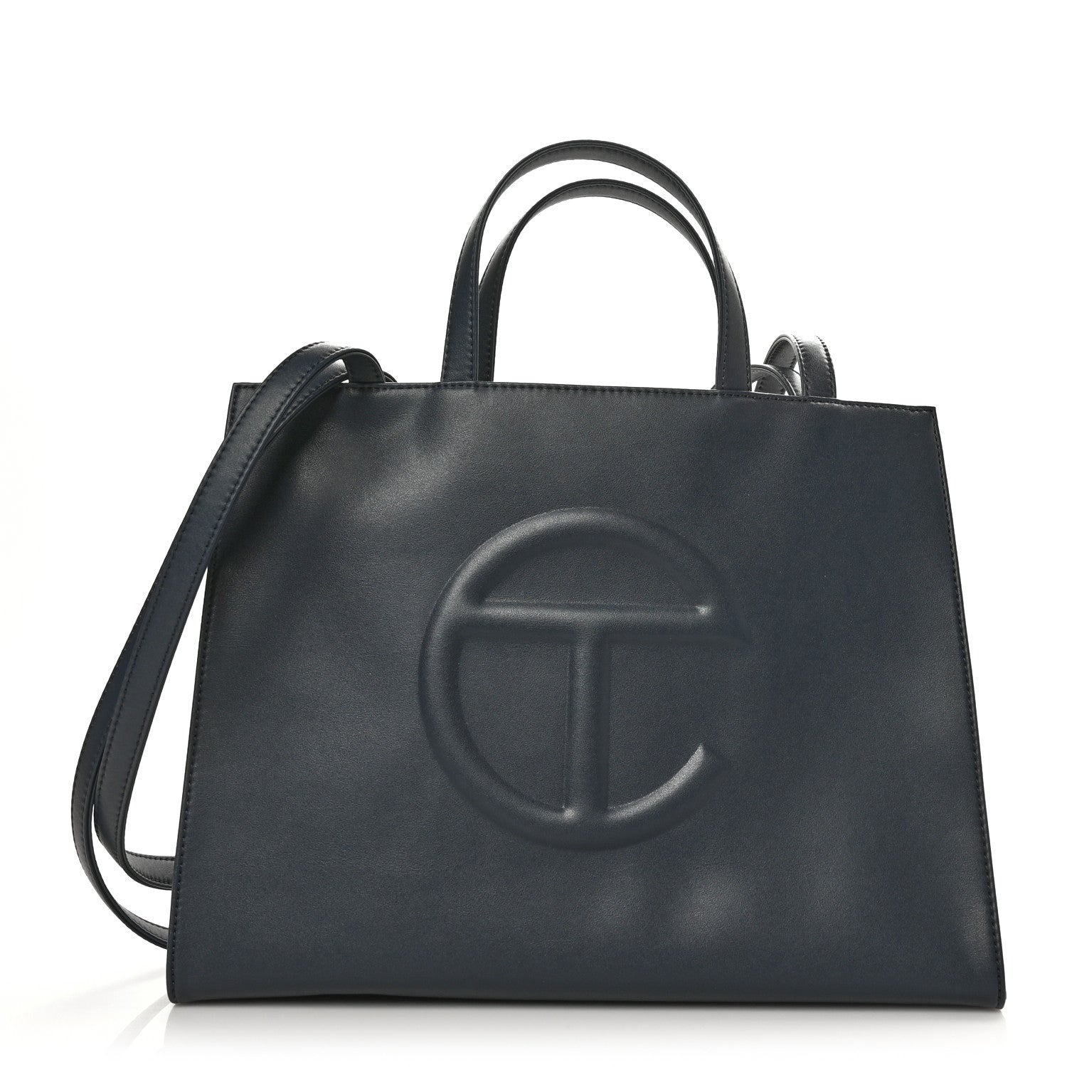 Telfar Vegan Leather Medium Shopping Bag Navy 1 of 7
