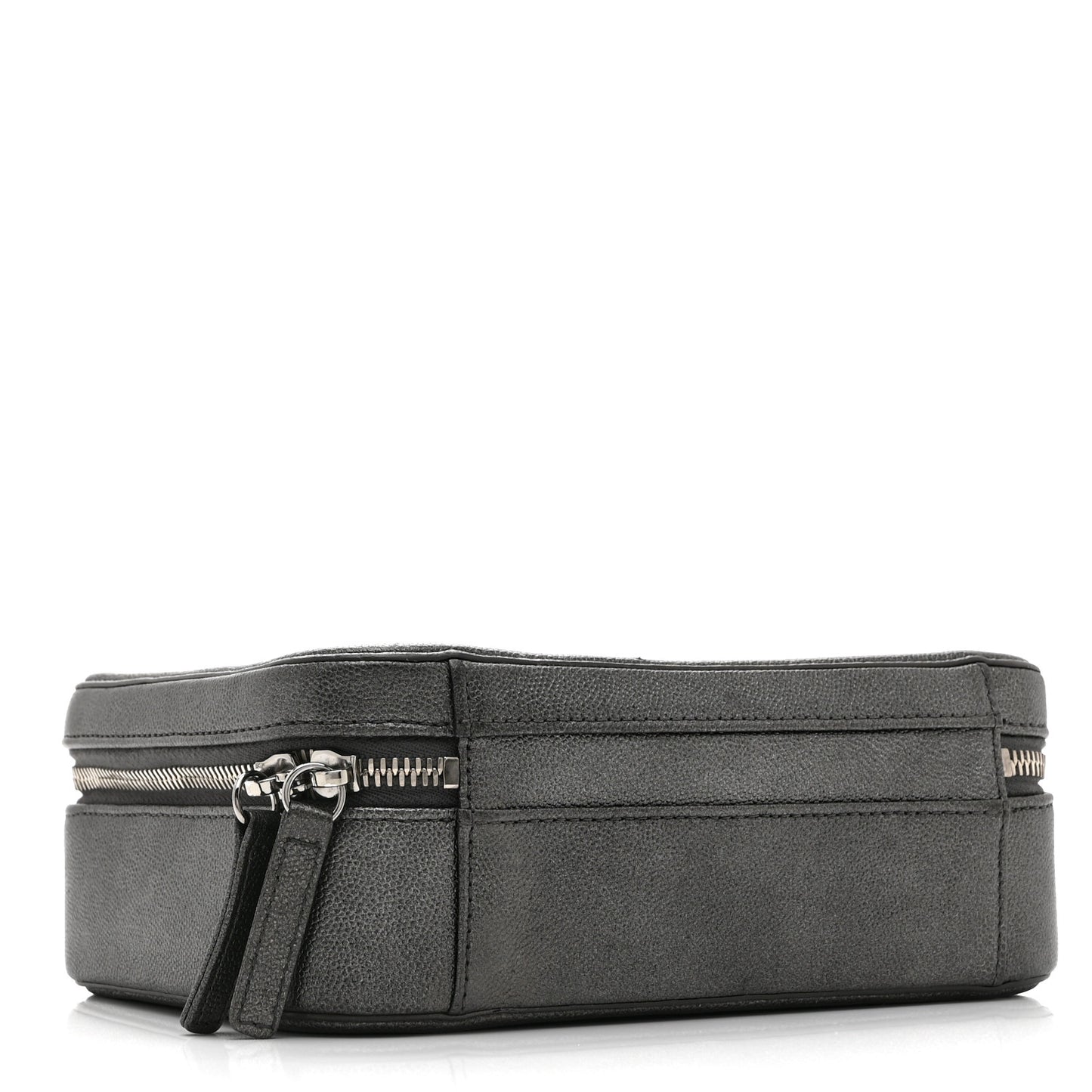Metallic Caviar Quilted Medium CC Filigree Vanity Case Dark Silver