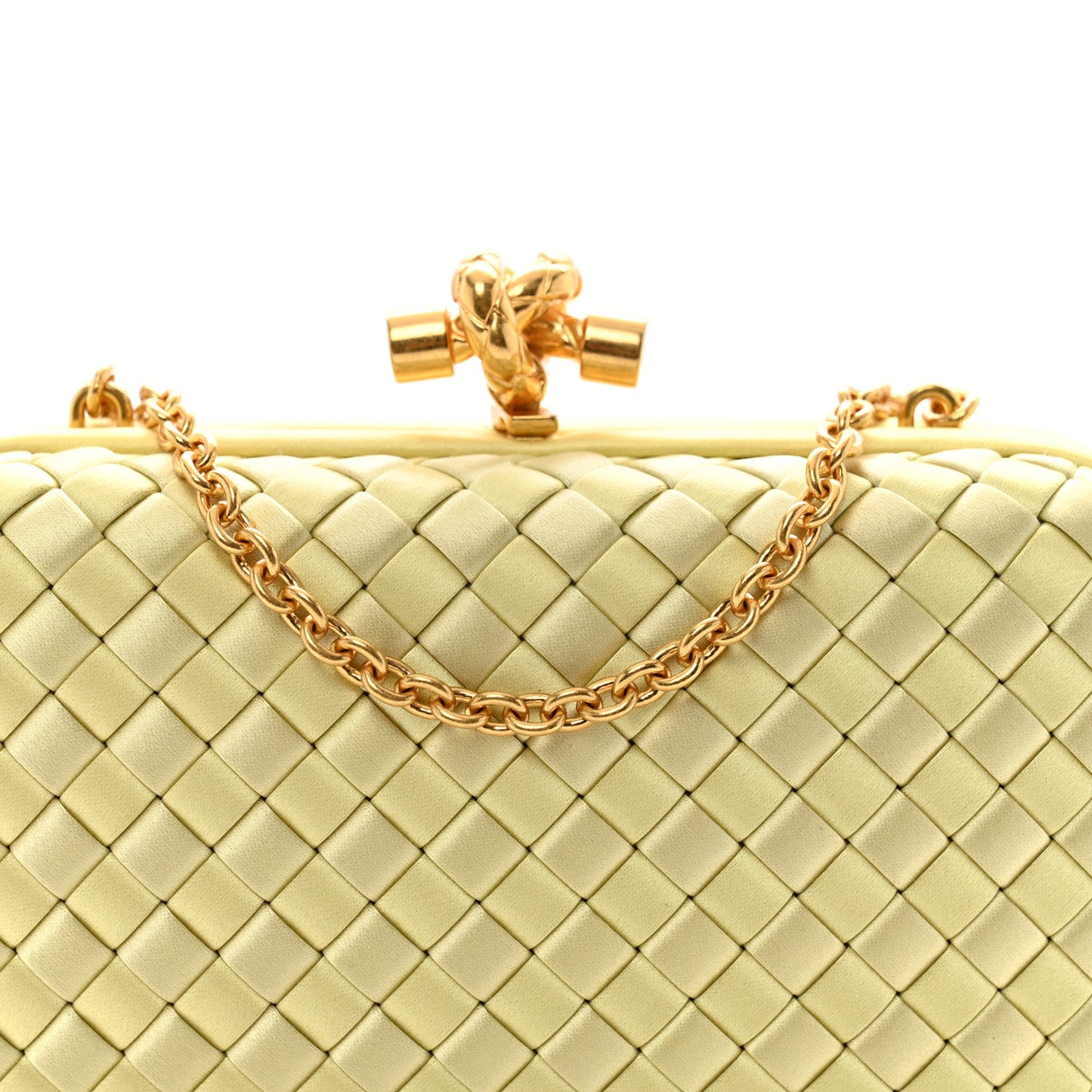 Satin Ayers Intrecciato Chain Knot Clutch Duchesse