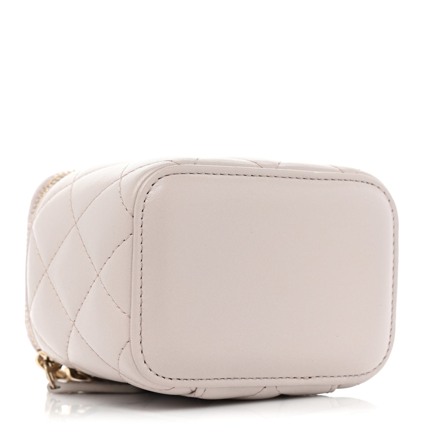 Lambskin Quilted Pearl Crush Mini Vanity Case With Chain Light Purple