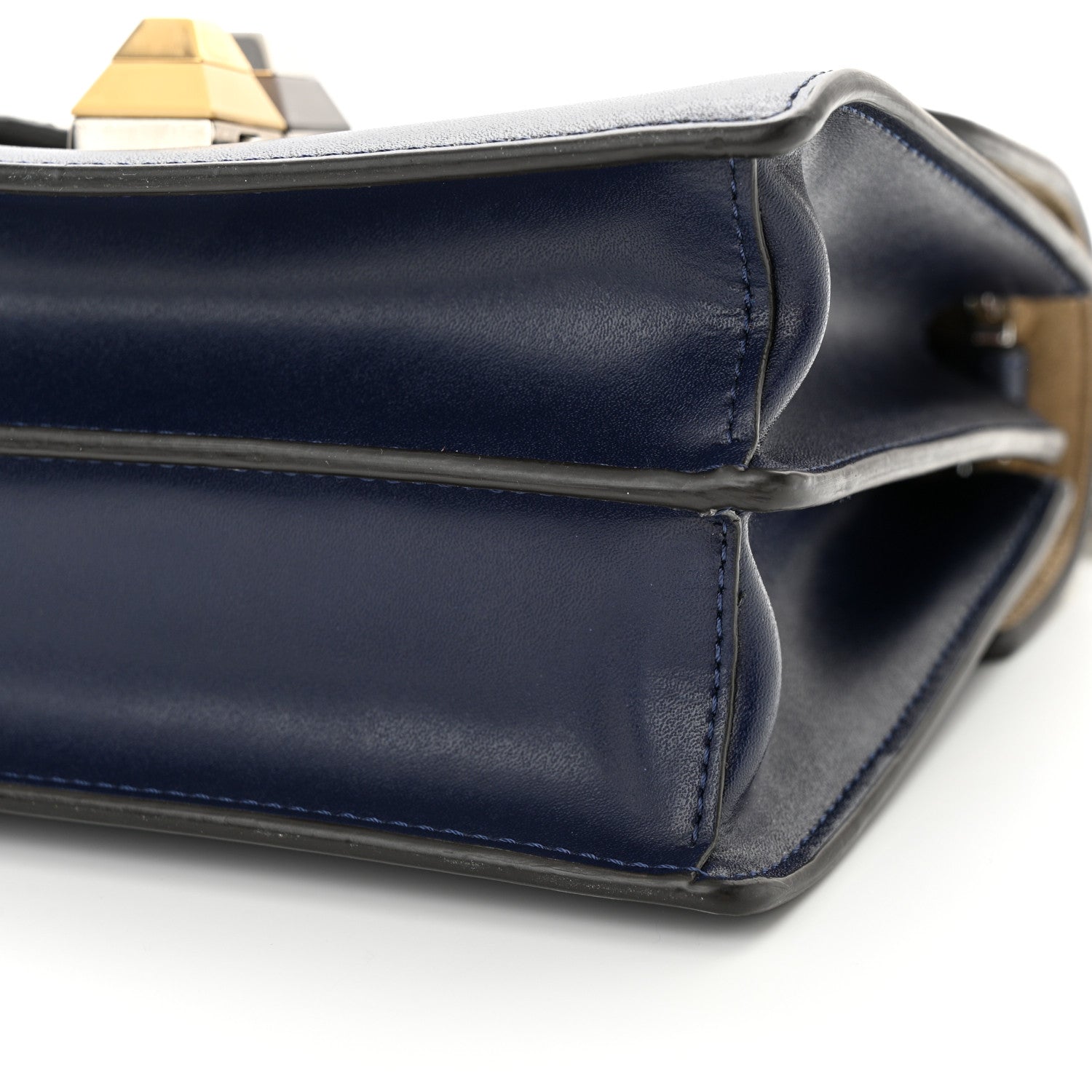 Fendi Snakeskin Vitello Liberty Elaphe Open Your Heart Small Kan I Shoulder Bag Blue Berry Balena Natural 10 of 10