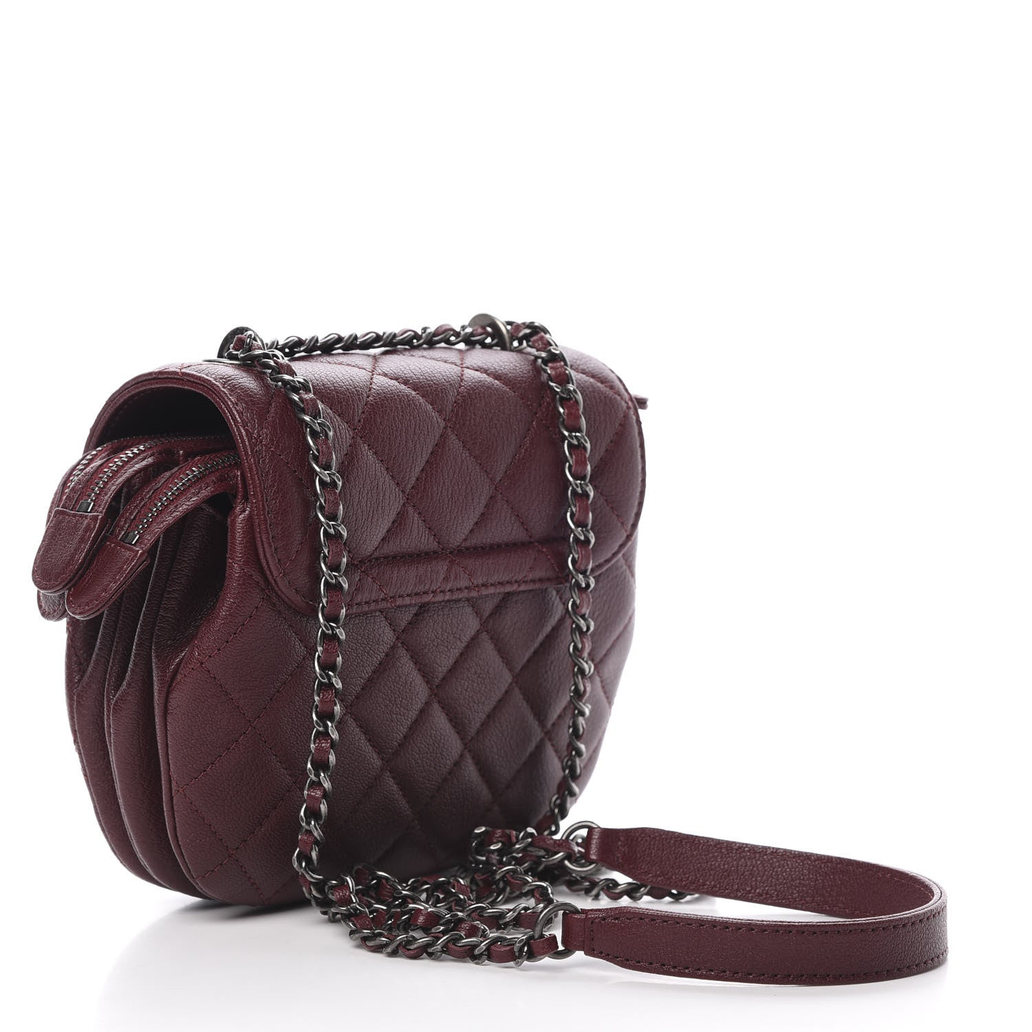Chanel Goatskin Quilted CC Waiter Crossbody Burgundy 3 of 11