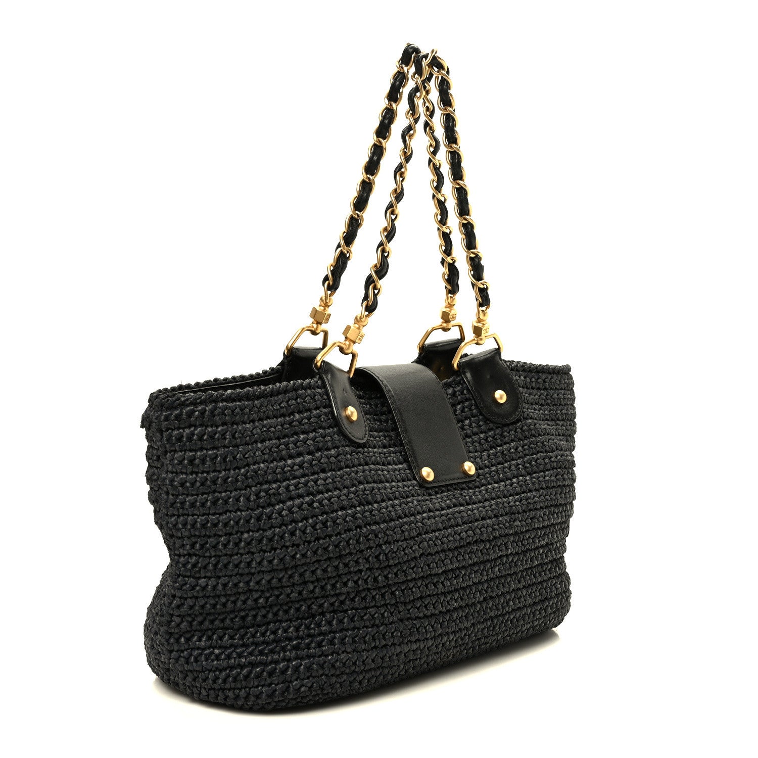 Chanel Straw Raffia Tote Black 3 of 10