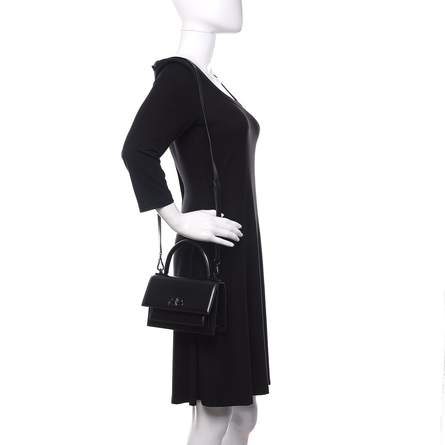 Balenciaga Box Calfskin Monochrome XS Sharp Top Handle Bag Black 2 of 9