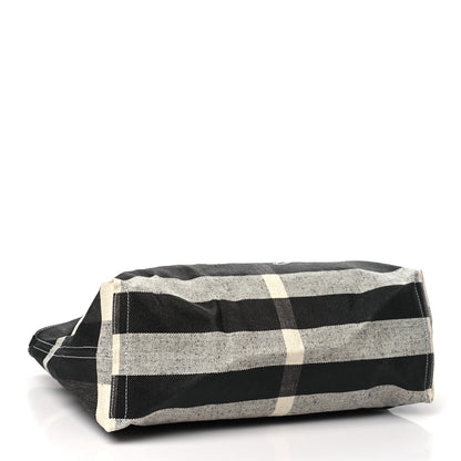 Burberry Coated Canvas Mega Check Medium Doodle Tote Black White 6 of 15