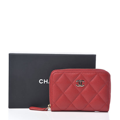 Chanel Caviar Quilted Zip Coin Purse Red 7 of 7