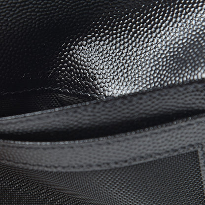 Saint Laurent Grain De Poudre Matelasse Chevron Monogram Zipped Card Case Black 7 of 8