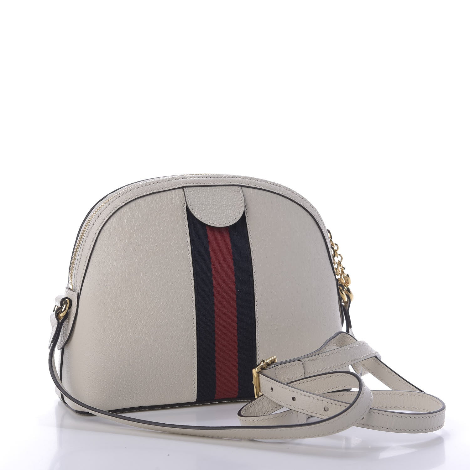 Gucci Textured Dollar Calfskin Web Small Ophidia Dome Shoulder Bag Mystic White 3 of 9