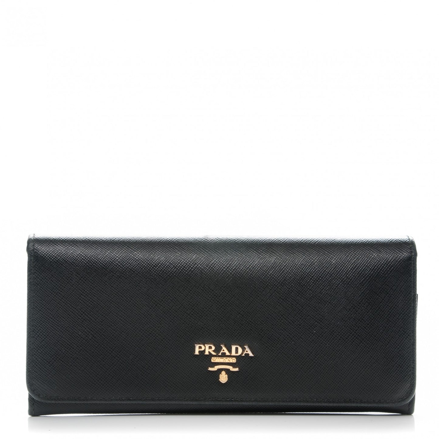 Saffiano Metal Continental Flap Wallet Nero Black