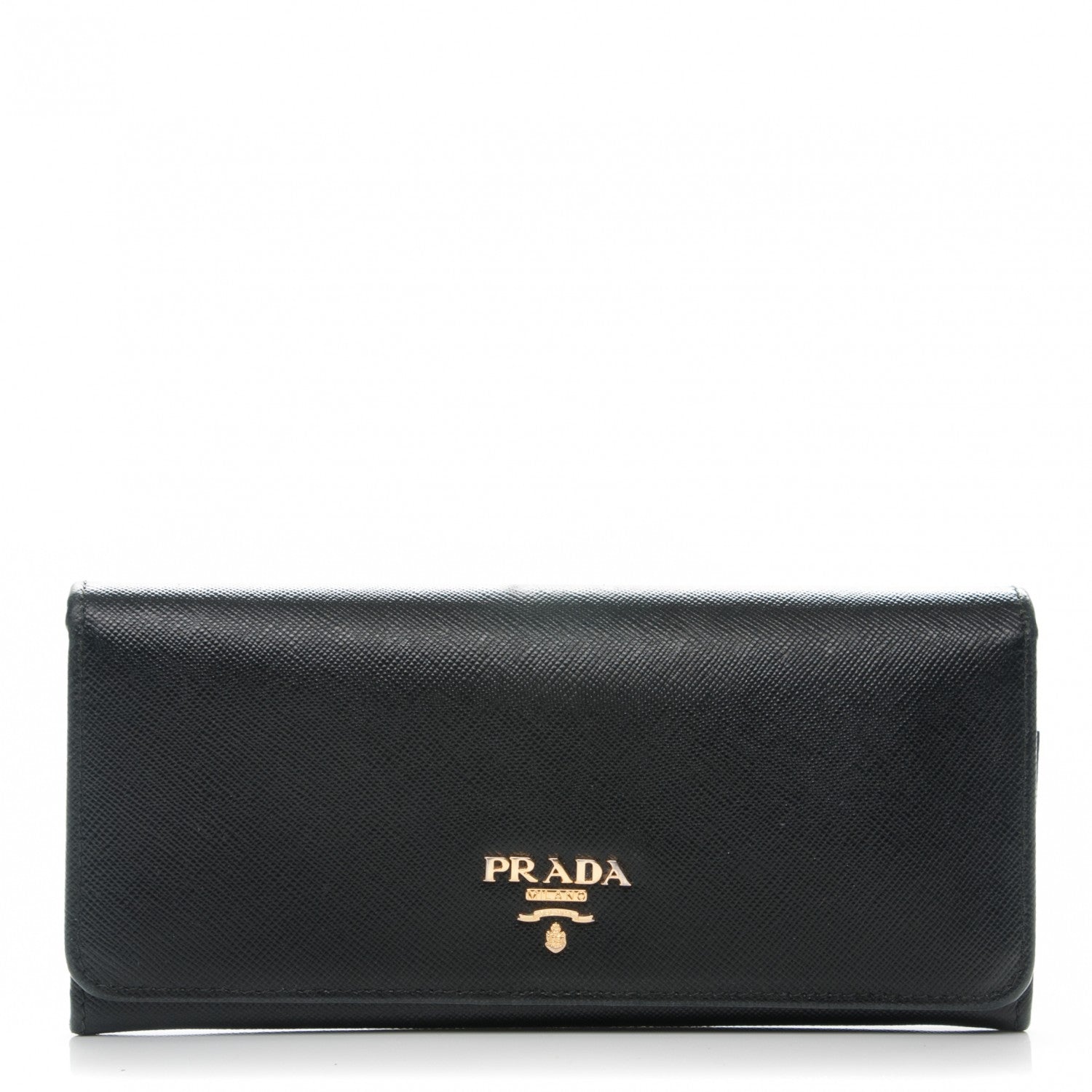 Prada Saffiano Metal Continental Flap Wallet Nero Black 1 of 7