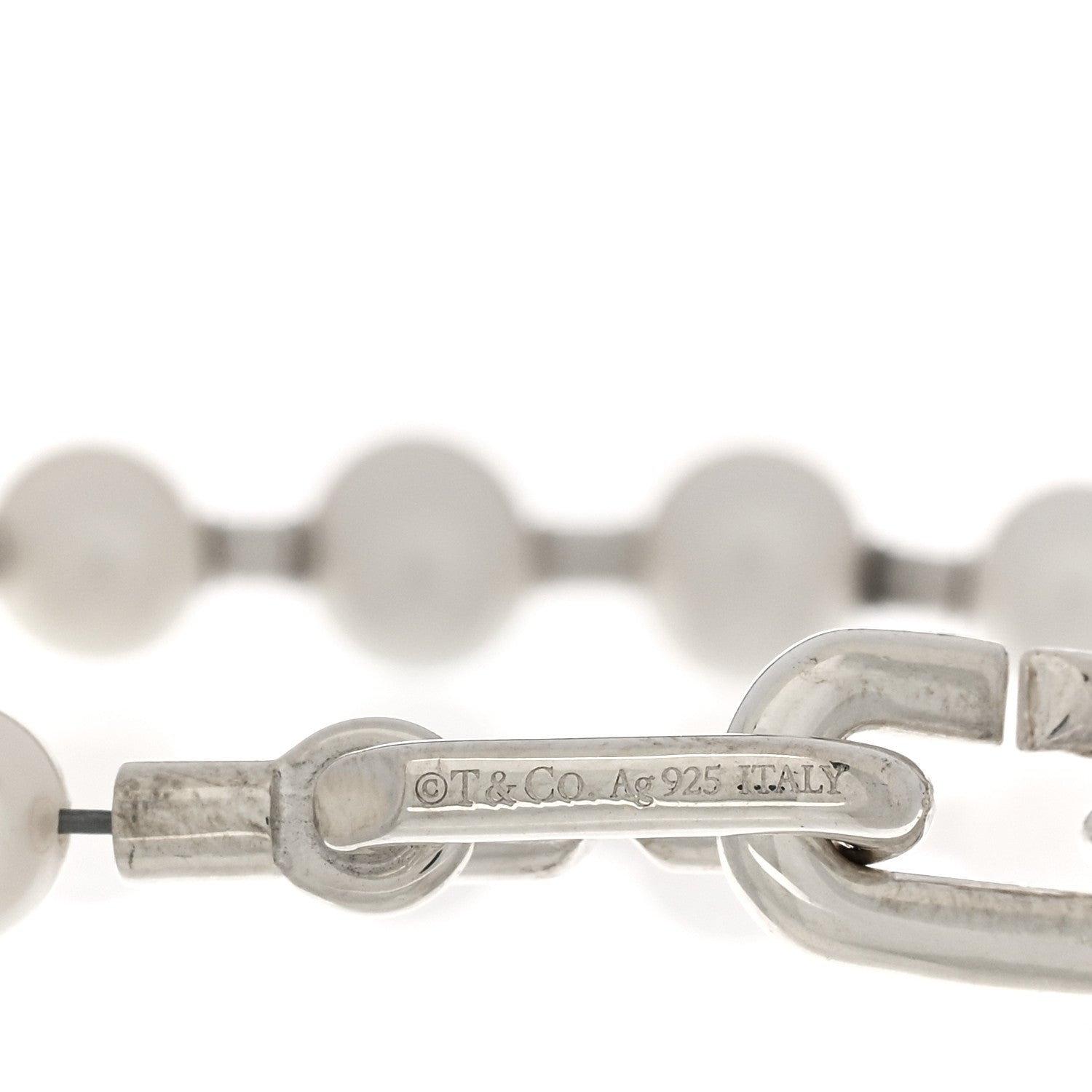 Tiffany Sterling Silver Pearl 5-6mm HardWear Bracelet 3 of 4