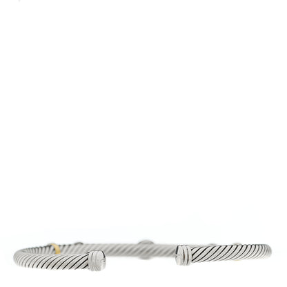 David Yurman Sterling Silver 18K Yellow Gold Citrine Green Tourmaline 4mm Renaissance Bracelet 2 of 3