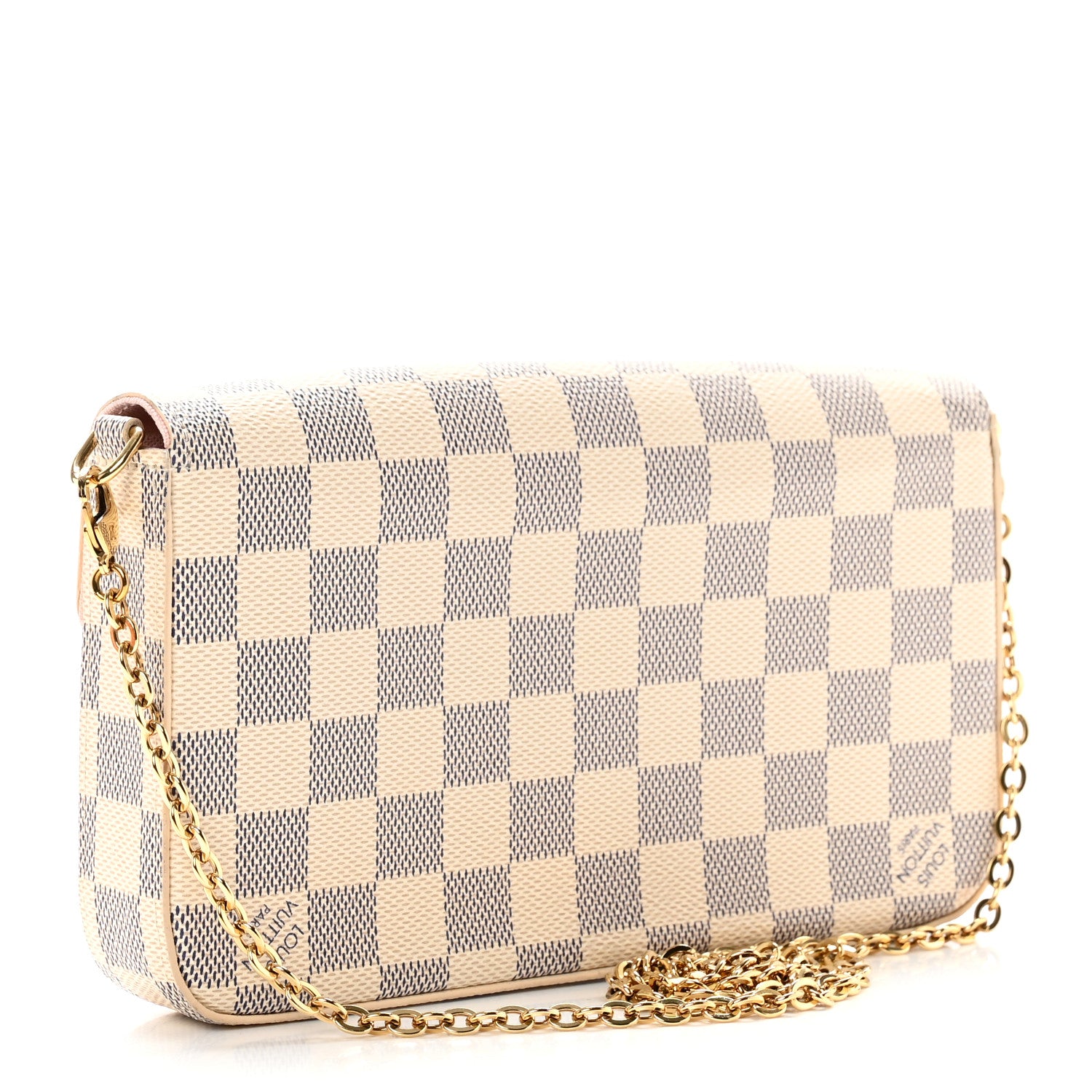 Louis Vuitton Damier Azur Pochette Felicie Chain Wallet Rose Ballerine 2 of 6