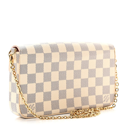 Louis Vuitton Damier Azur Pochette Felicie Chain Wallet Rose Ballerine 2 of 6