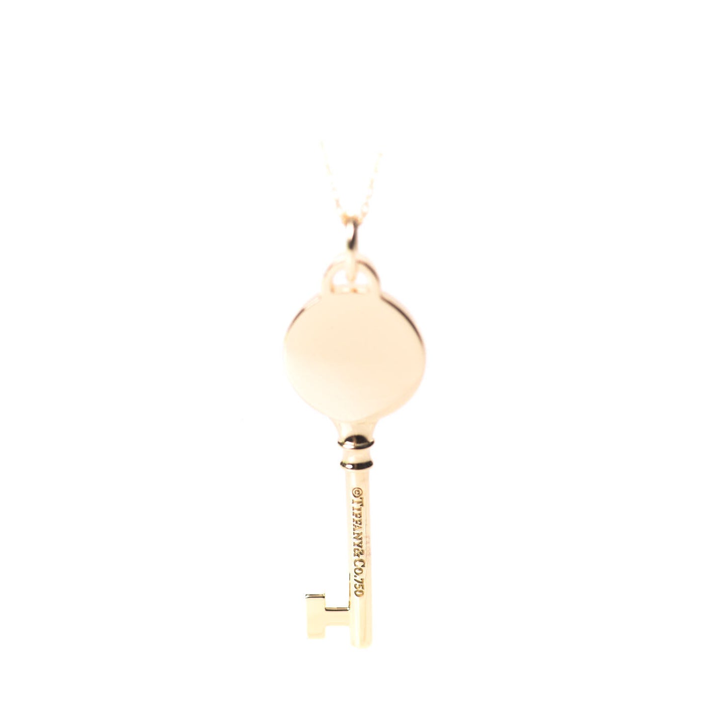 18K Yellow Gold Return To Round Key Pendant Necklace
