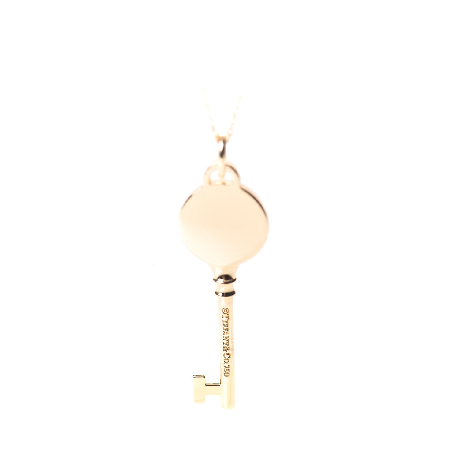 Tiffany 18K Yellow Gold Return To Round Key Pendant Necklace 6 of 6