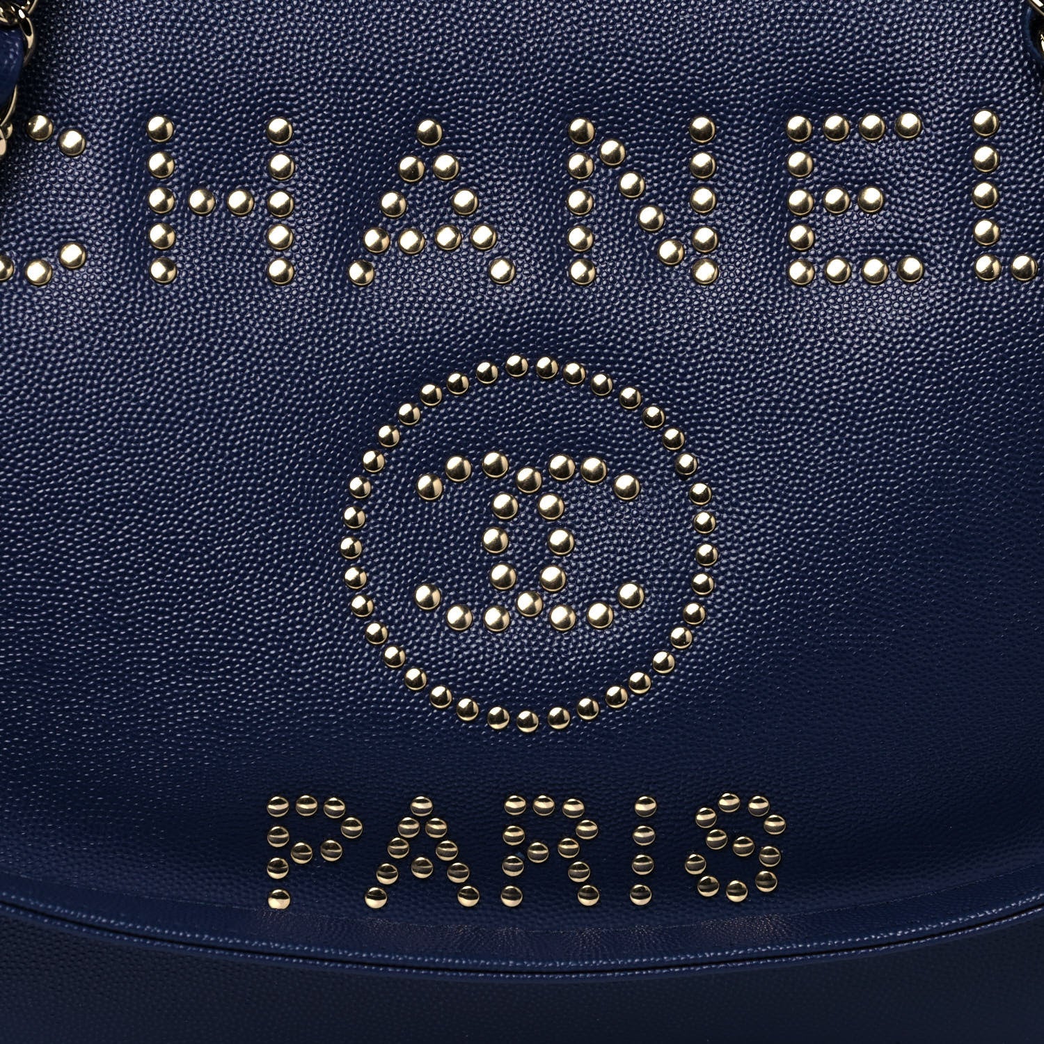 Chanel Caviar Small Studded Deauville Tote Navy 7 of 10