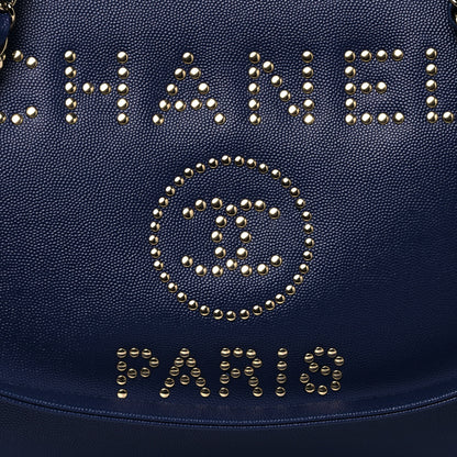 Chanel Caviar Small Studded Deauville Tote Navy 7 of 10