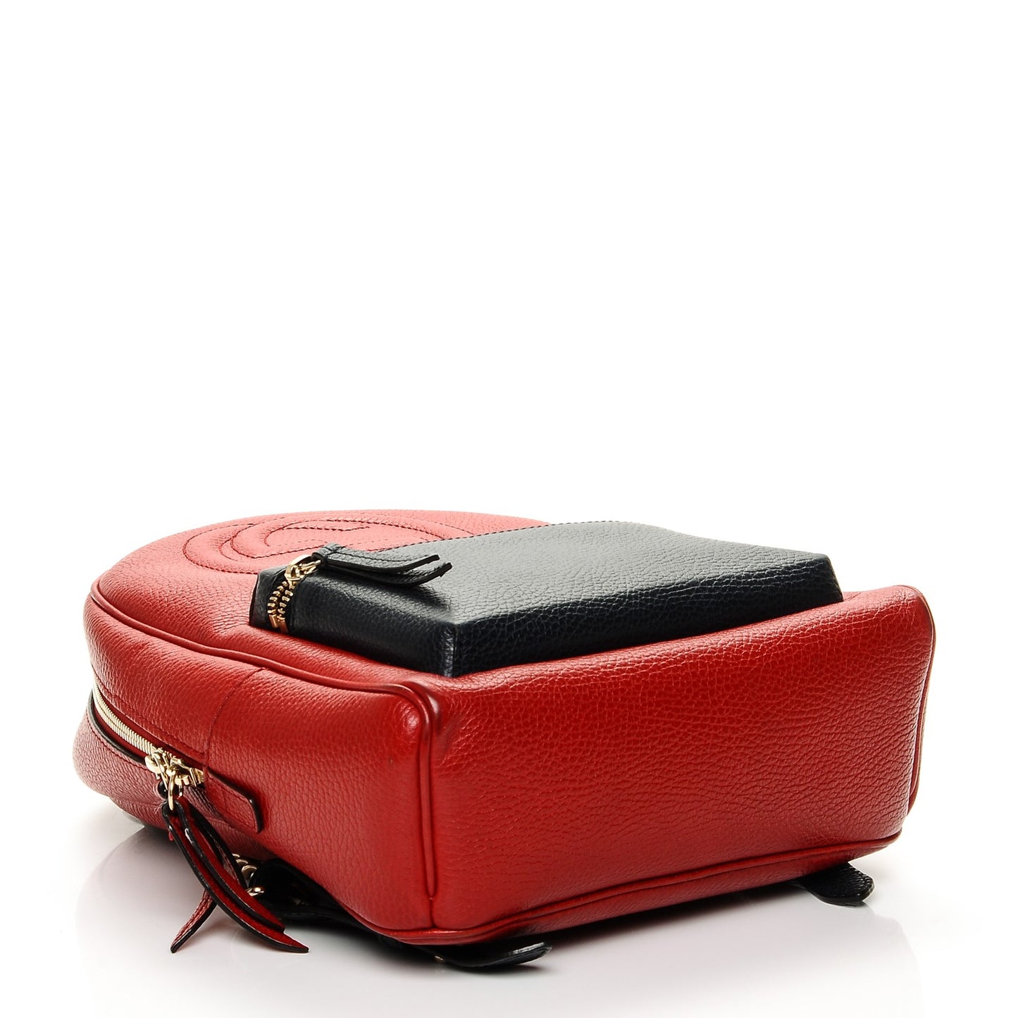 Pebbled Calfskin Bi-Color Soho Chain Backpack Red Navy