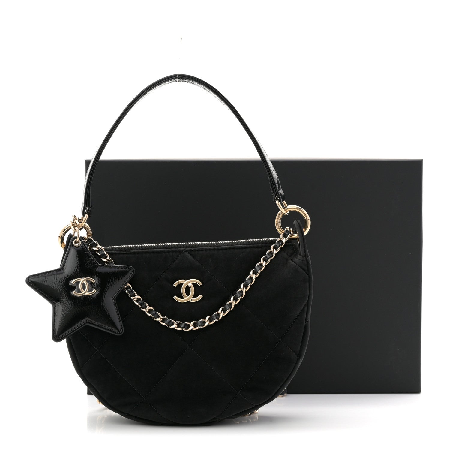 Chanel Velvet Effect Nylon Shiny Crumpled Calfskin Coco Neige