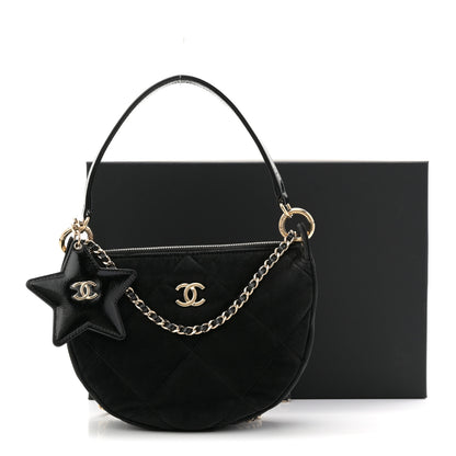 Chanel Velvet Effect Nylon Shiny Crumpled Calfskin Coco Neige Quilted Clutch With Chain Black 11 of 11