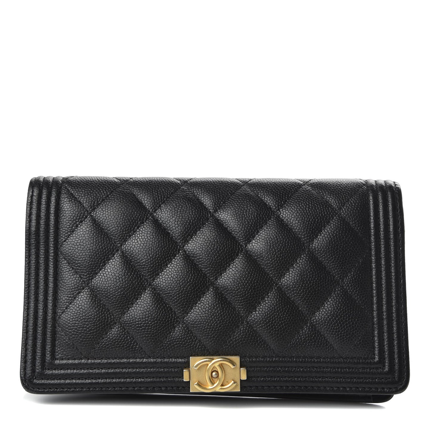 Caviar Quilted Boy Yen Wallet Black