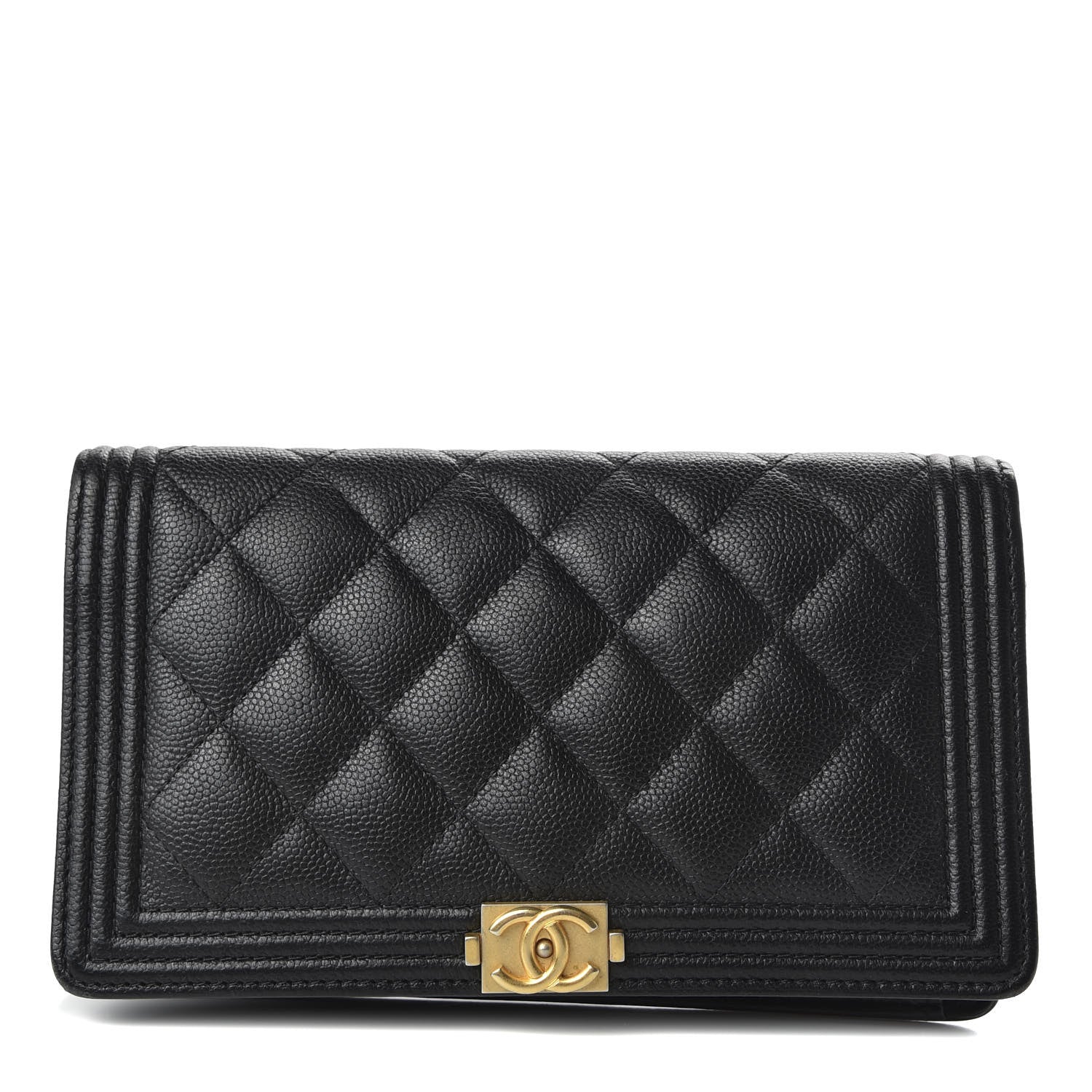 Chanel Caviar Quilted Boy Yen Wallet Black 1 of 9