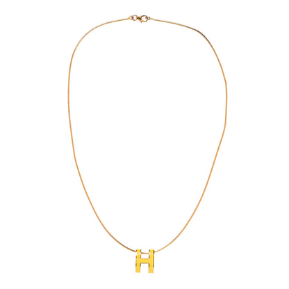 Hermes Lacquered Gold Pop H Pendant Necklace Naples Yellow 3 of 7