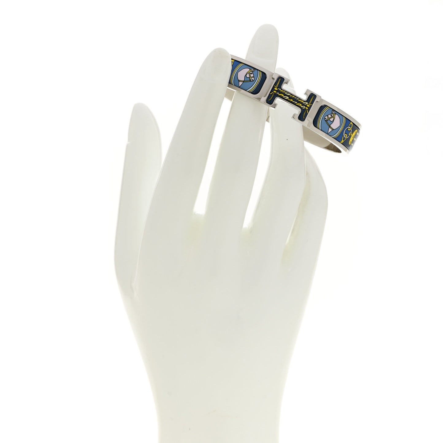 Enamel Printed Narrow Bouquets Selliers Clic Clac H Bracelet PM Ecume