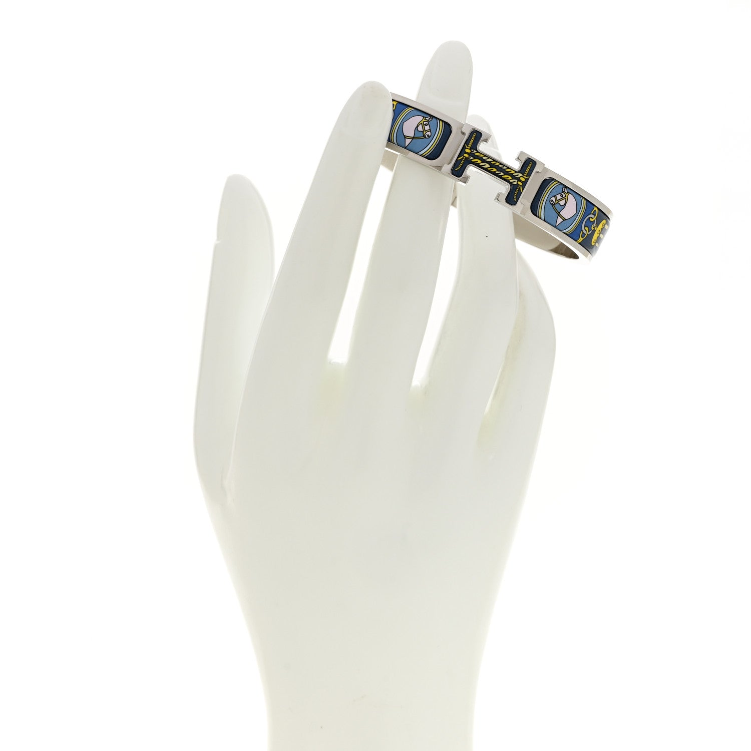Hermes Enamel Printed Narrow Bouquets Selliers Clic Clac H Bracelet PM Ecume 2 of 5